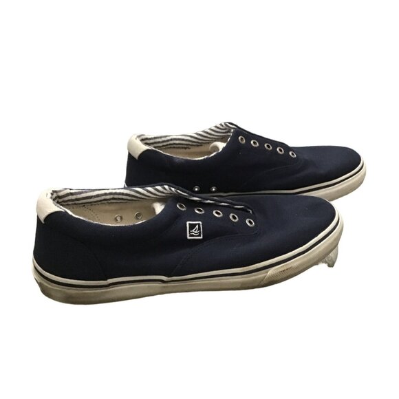 SPERRY- MENS NAVY TOP SIDER SLIP ON LACELESS SNEAKER SHOE SIZE 11.5 - Picture 3 of 9